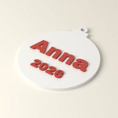 Weihnachtsanhänger mit Name und Jahr (Rendering)