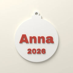 Weihnachtsanhänger mit Name und Jahr (Rendering)