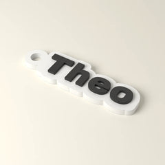 Schlüsselanhänger mit Name in Weiß (Rendering)