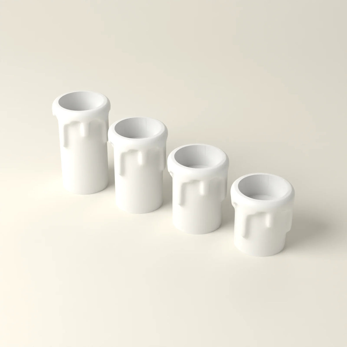 Kerzenhüllen „Tropfwachs“ für LED-Teelichter, 4er-Set (Rendering)